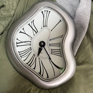 Silver Melting Wall Clock